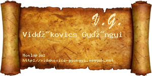 Vidákovics Gyöngyi névjegykártya
