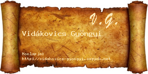 Vidákovics Gyöngyi névjegykártya